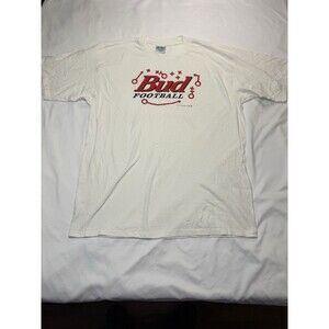 Vintage 1996 90s Bud Beer Budweiser Football Graphic T-Shirt Men's Size XL White
